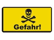 Warnschild: Warnung vor Gefahr - Totenkopf - mit individuellem Wunschtext 