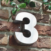 3D Hausnummer 3 aus Edelstahl - H&ouml;he 16 cm Tiefe 3cm  