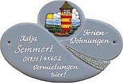 Keramik - T&uuml;rschild f&uuml;r die Haust&uuml;r in blaugrau 
