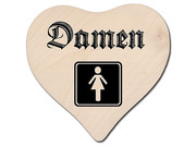 Holzherz als Toilettenschild Damen- WC 18x18x1cm oder mit individuellem ...