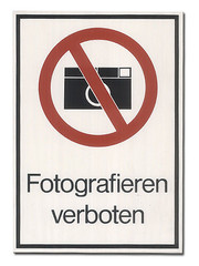 Verbotsschild - Fotografieren verboten aus Aluminium 