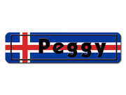 Namensschild mit isl&auml;ndischer Flagge und Ihrem Wunschtext 