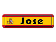 Namensschild mit spanischer Flagge und Ihrem Wunschtext 