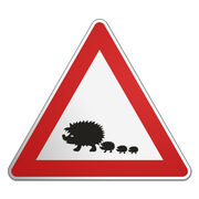 Dreieckiges Verkehrsschild mit Motiv - Igel - 