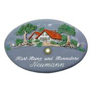 Keramik - Klingelschild Klassik Art in blaugrau