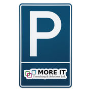 Parkplatzschild mit Firmenlogo 