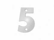 kleine Hausnummer"5" in der Schriftart "Classic" aus Edelstahl
