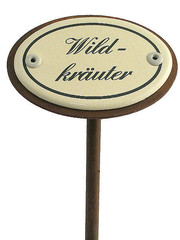 Emailleschild für das Kräuterbeet - Wildkräuter