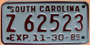 Motorradnummernschild South Carolina 
