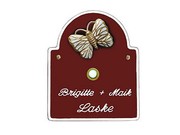 Artelith Klingelschild in abendsonnenrot 15x18 cm + Text + 150 Symbole z.Auswahl 