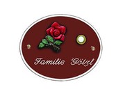 Artelith Klingelschild - oval mittel - abendsonnenrot - Gr&ouml;&szlig;e 17x13 cm 