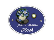 Artelith Klingelschild - oval mittel - majest&auml;tischblau - Gr&ouml;&szlig;e 17x13 cm 