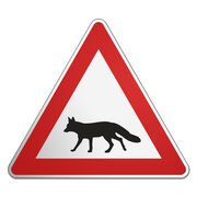 Dreieckiges Verkehrsschild mit Motiv - Fuchs - 