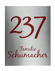 Edel Hausnummer mit Nummer und Straßenname aus Edelstahl 
