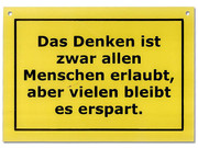 Schild als Postkarte: Das Denken 