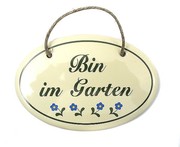 Ovales Emaille - T&uuml;rschild f&uuml;r Gartenfreunde 