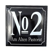 Emaille-Hausnummer mit Stra&szlig;enname - maximal 2 Ziffern und max. 20 Buchstaben 