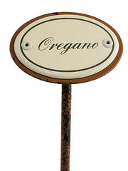 Emailleschild f&uuml;r das Kr&auml;uterbeet - Oregano 
