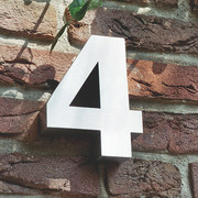 3D Hausnummer 4 aus Edelstahl - H&ouml;he 16 cm Tiefe 3cm  