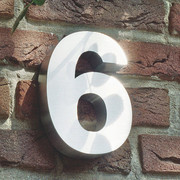 3D Hausnummer 6 aus Edelstahl - H&ouml;he 16 cm Tiefe 3cm  
