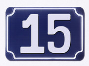 Blaue gepr&auml;gte Hausnr 15 