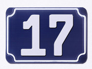 Blaue gepr&auml;gte Hausnummer 17 