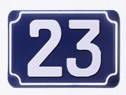 Blaue gepr&auml;gte Hausnummer 23 