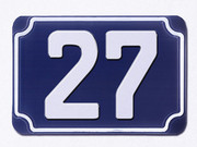 Blaue gepr&auml;gte Hausnummer 27 