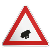 Dreieckiges Verkehrsschild mit Motiv - Frosch - 
