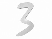 Hausnummer 3 - Schriftart Design aus Edelstahl - Staccato 