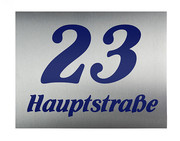 Hausnummer aus Edelstahl mit Nummer und Stra&szlig;enname oder Familienname 