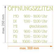 &Ouml;ffnungszeiten als Folienbeschriftung