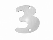 kleine Edelstahl Hausnummer "3" in der Schriftart "Copper" 