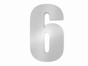 Moderne Edelstahl Hausnummer Ziffer 6 in Schrift Impact  