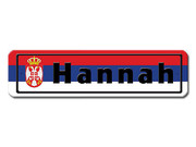 Namensschild mit serbischer Flagge und Ihrem Wunschtext 
