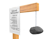 Holzst&auml;nder f&uuml;r Wetterstein mit Stein und Kette
