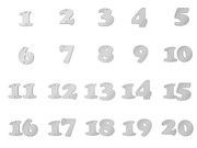 Ziffernsatz " 1-20" in der Schriftart Copper 
