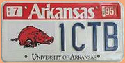 US - Grafiknummernschild Arkansas Universit&auml;t 