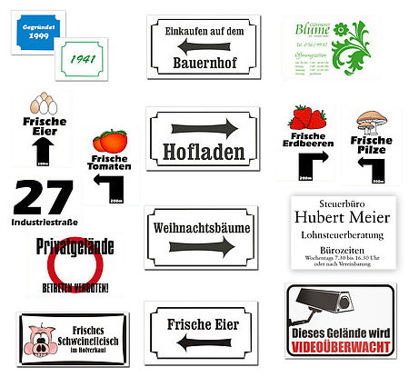 Dibondschilder als Marktschilder, Firmenschilder