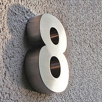 3D-Edelstahlhausnummern - H&ouml;he 160 mm  Tiefe: 30 mm