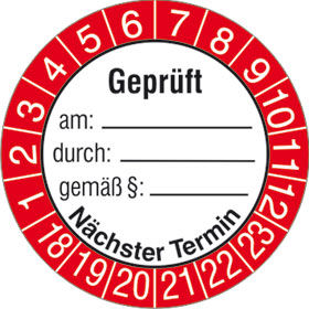 Prfplakette Geprft am: durch gem 