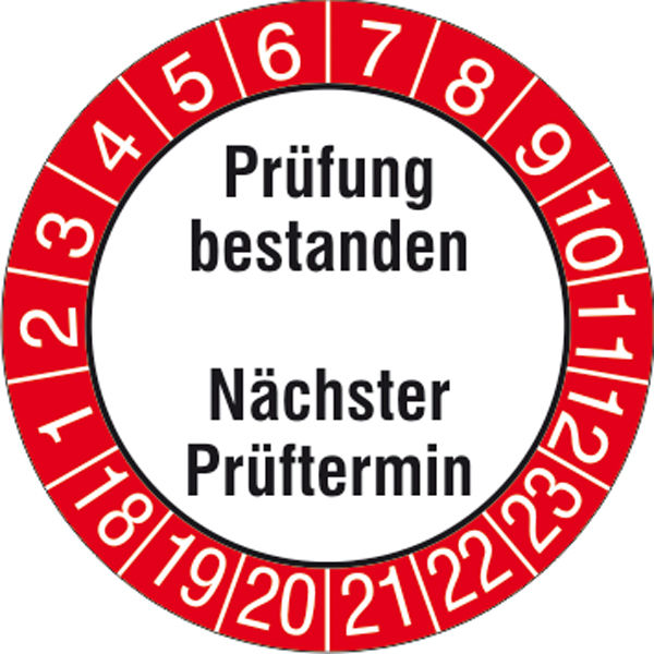 Prfplakette Prfung bestanden/Nchster Prftermin