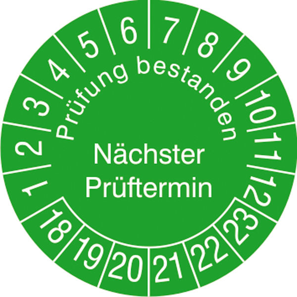 Prfplakette Prfung bestanden, Nchster Prftermin