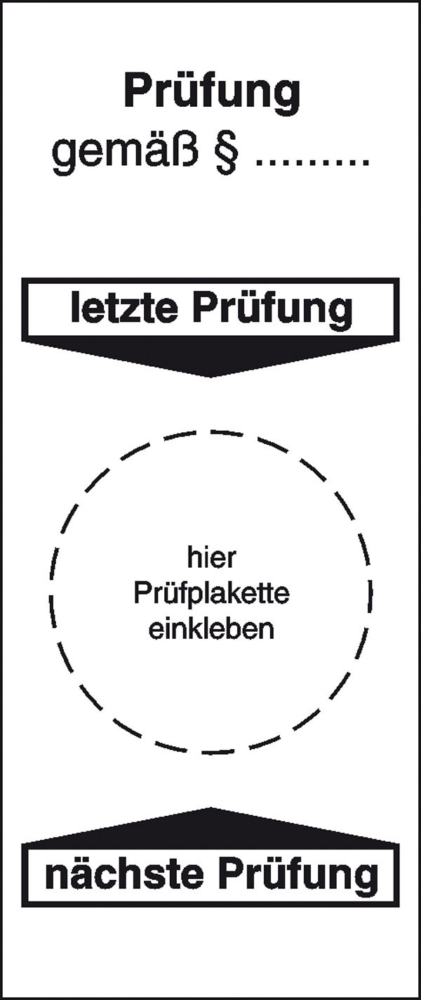 Grundplakette »Prüfung gemäß ...«