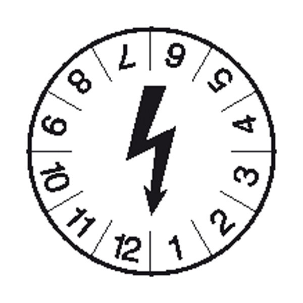 Prfplakette Symbol: schwarzer Blitz