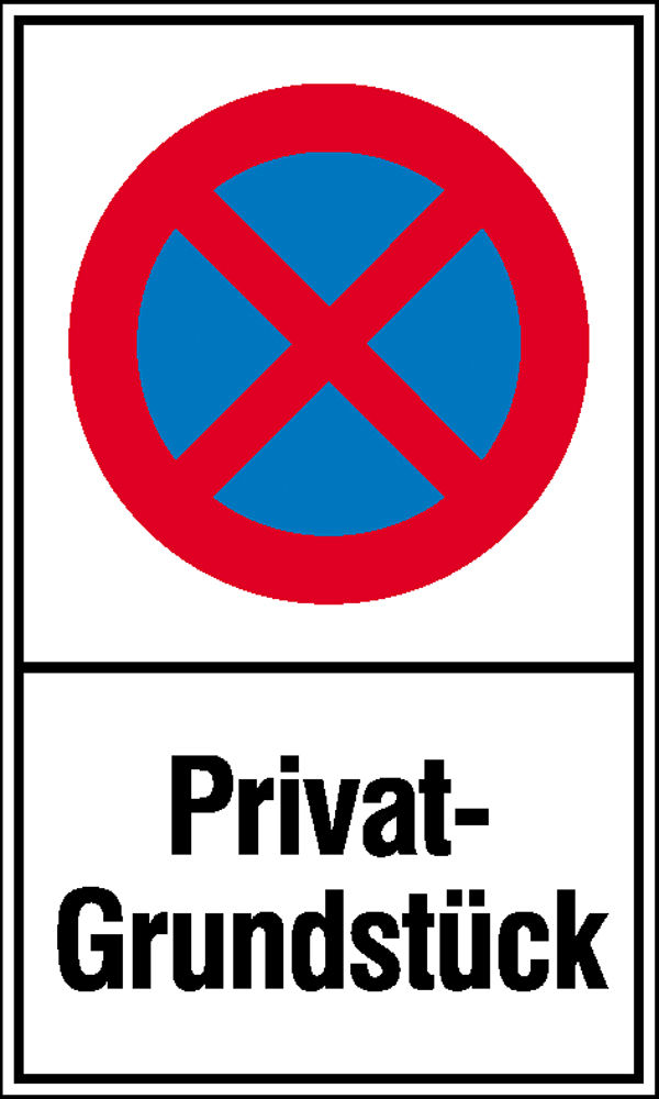 Haltverbotsschild »Symbol: Absolutes Haltverbot, Text: Privat-Grundstück«