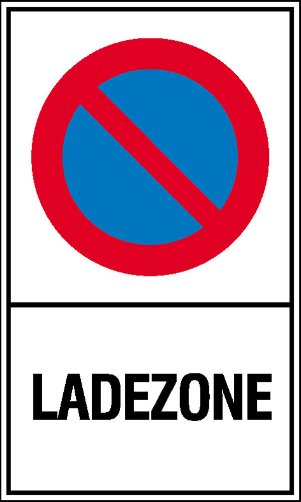 Haltverbotsschild »Symbol: Eingeschränktes Haltverbot, Text: Ladezone«