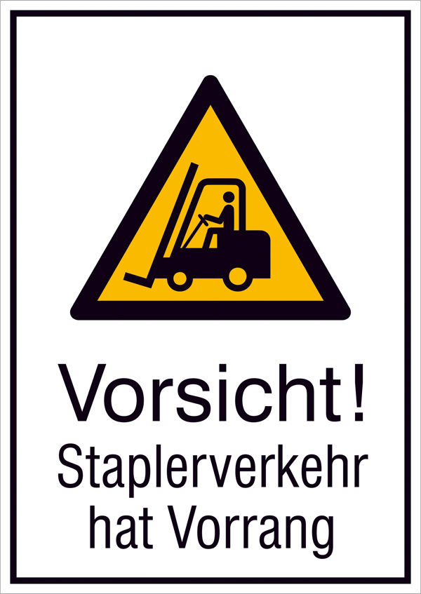 Warn-Kombischild Vorsicht! Staplerverkehr hat Vorrang