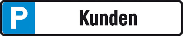 Parkplatzschild Symbol: P, Text: Kunden