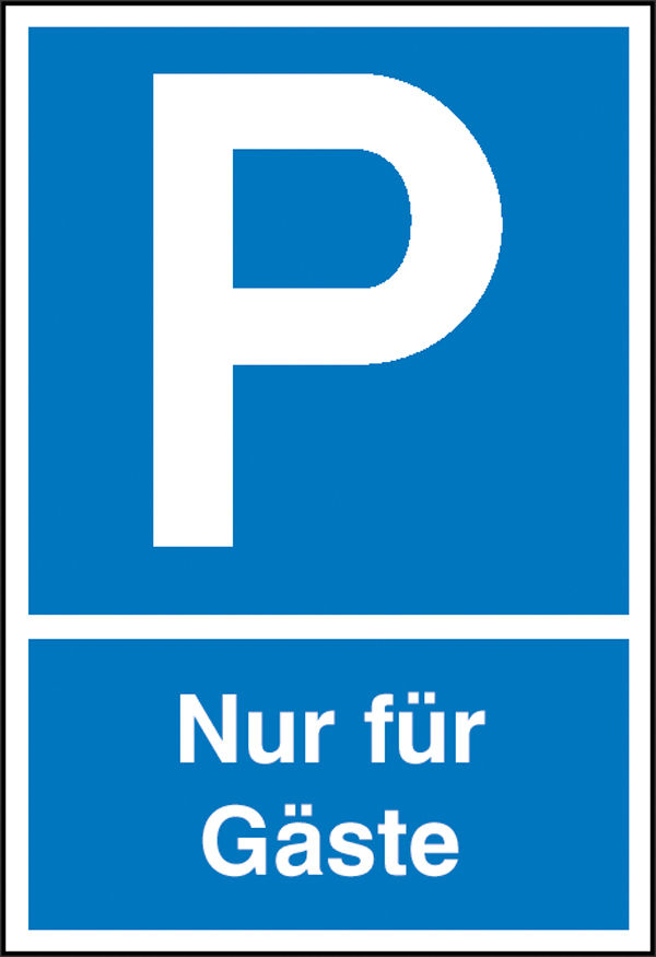 Parkplatzschild Symbol: P, Text: Nur fr Gste